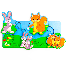 Вкладыш многоуровневый Заяц и белка