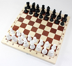 Игра настольная "Шахматы и шашки" (деревянная коробка, пласт.фигуры, поле 29х29см)