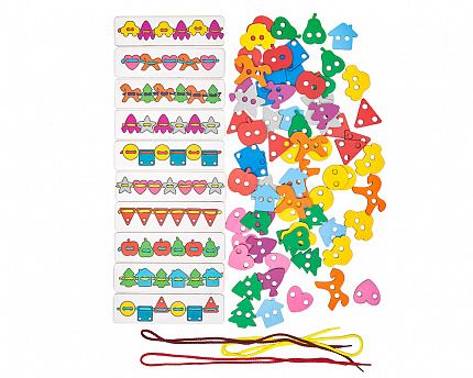 Большой шнуровальный набор (72дет. +плашки-повторяшки)