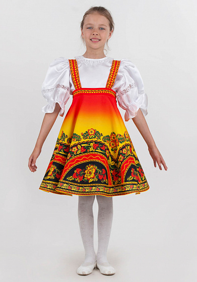Русский народный сарафан Хохлома Узорная для девочки