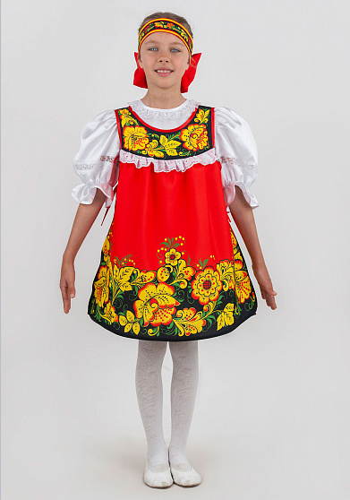 Русский народный костюм для девочки Хохлома распашная