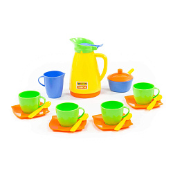 Набор детской посуды Алиса на 4 персоны, оранжево-зеленый