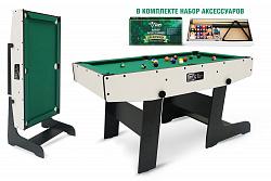 Бильярд BFG Compact Moby 4 (Стандарт) ПУЛ, ЛДСП, 16 мм. Сукно Manchester 45 Yellow Green, конструкция сборная, с комплектом аксессуаров