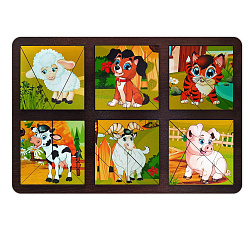 Развивающая доска "Сложи квадрат. Домашние животные"