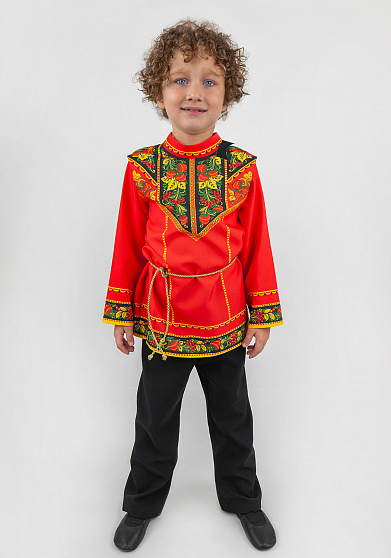 Русская народная рубаха Хохлома Задорная для мальчика