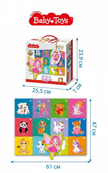 Пазлы MAXI "Милашки" 24 эл Baby Toys (поле 61х47см)