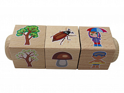 Кубики деревянные на оси "Времена года" (3 кубика)