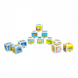 Набор пластмассовых умных кубиков для развития речи «Букварь, читаем по слогам» (12 штук)