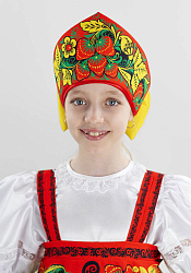 Русский народный кокошник для девочки Хохлома расписная