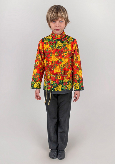 Русская народная рубаха Хохлома расписная / Ягодка для мальчика
