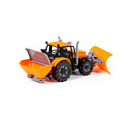 Трактор "Прогресс" снегоуборочный инерционный (оранжевый) (в коробке)