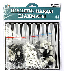 Игра настольная "Шашки-Нарды-Шахматы" европодвес