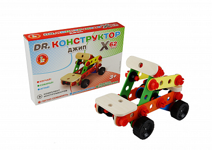 Деревянный конструктор «Джип» 62 элемента
