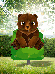 Уличная фигура для детской площадки МЕДВЕДЬ + металлическая опора