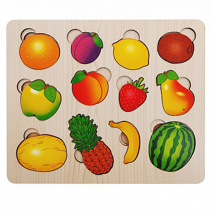 Рамка-вкладыш 2 слоя "Часть и целое. Фрукты" с разрезными вкладышами внутри