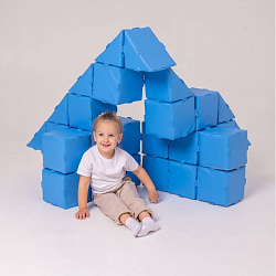 Магнитный мягкий крупноблочный конструктор МубиКуби 20 - Кубы, моноцвет, (20см), 20 кубов, 8 треугольных призм, Магматик