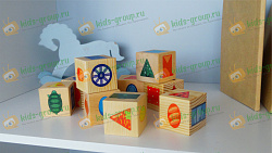 Кубики СОРТИРОВКА ЦВЕТА И ФОРМЫ КАРТОН (УФ печать по дереву)
