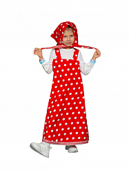 МАША платье с рукавами (белый горох на красном) детский