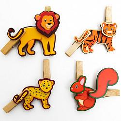 Игра с прищепками Собери дикое животное №2