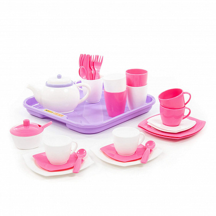 Набор детской посуды Алиса с подносом на 4 персоны 35 элементов