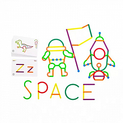 Палочки счетные Геостикс (200 дет). Конструктор букв с карточками