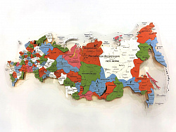 Карта России ИЗ ДЕРЕВА многоуровневая, на подложке из орг.стекла 170х94 БЕЗ ПОДСВЕТКИ