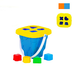 Ведро детское «Башня» с крышкой и с 4 логическими фигурами