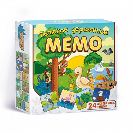 Детское деревянное Мемо "Птицы" 24 деталей