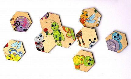 Пазл деревянный "Занимательные соты. Букашки"