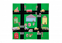 Коврик «Дорожное движение» (со съемными элементами домов, светофоров, дорожных знаков, транспорта и людей)