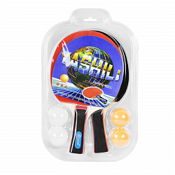 Набор для настольного тенниса YASHILI (2 ракетки, 4 шарика), в блистере, 0072
