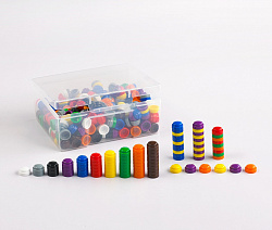 Фишки для счета (20 мм, 10 цветов, 500 шт) в пластмассовом контейнере