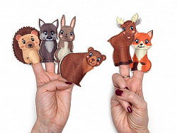Дикие животные пальчиковый театр фетр (6дет)