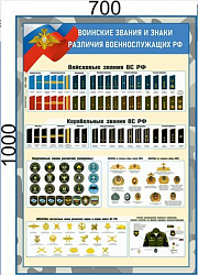 Стенд "Воинские звания и знаки различия военнослужащих РФ" 700 х 1000 - ПВХ-3мм