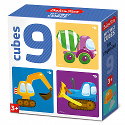 Кубики "На стройке" (без обклейки) 9 шт Baby Toys