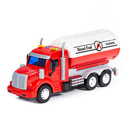 Автомобиль с цистерной инерционный (со светом и звуком) (красный) (в коробке) Профи