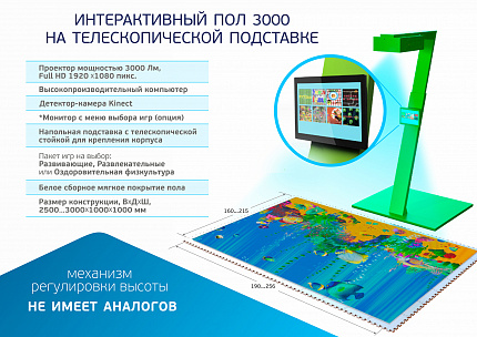 Интерактивный пол «Знайка» на телескопической подставке