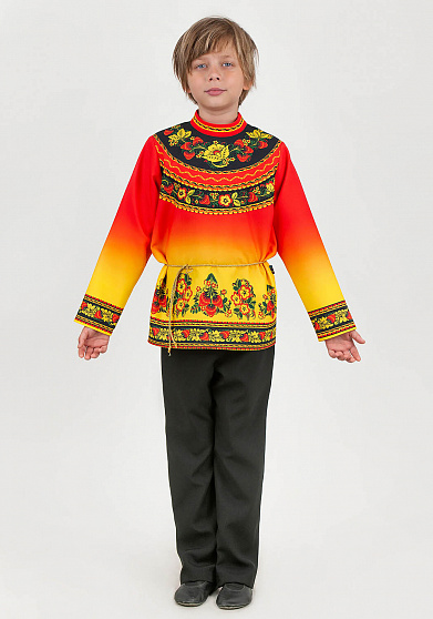 Русская народная рубаха Хохлома Узорная для мальчика