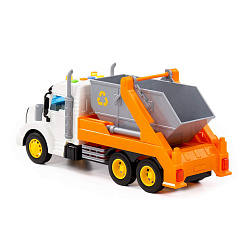 Автомобиль-контейнеровоз инерционный (со светом и звуком) (оранжевый) (в коробке) Профи
