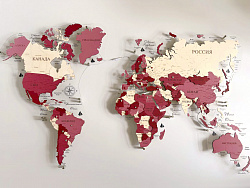 Многоуровневая карта мира из дерева БЕЗ ПОДСВЕТКИ  170х105