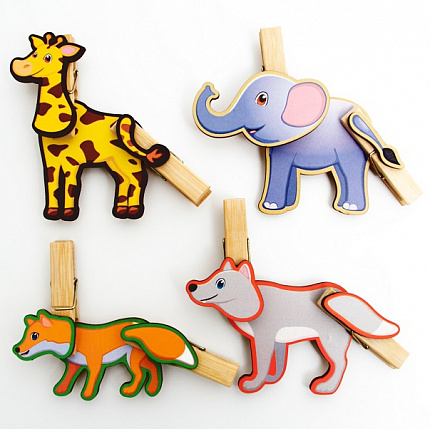 Игра с прищепками Собери дикое животное №4