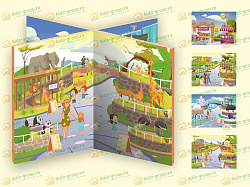 Декорация (ширма напольная) для сюжетно-ролевой игры 4 в 1 ЗООПАРК