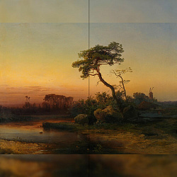 Репродукция картины А.К. Саврасов "Пейзаж с сосной" Декорация / Занавес сцены