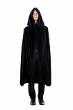 Бархатный плащ с капюшоном черный, универсальный