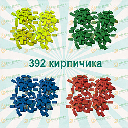 Большой строительный набор из дерева ЦВЕТНЫЕ КИРПИЧИКИ 392 штуки