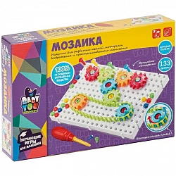 Мозаика для малышей, с шестеренками и отверткой, 133 дет