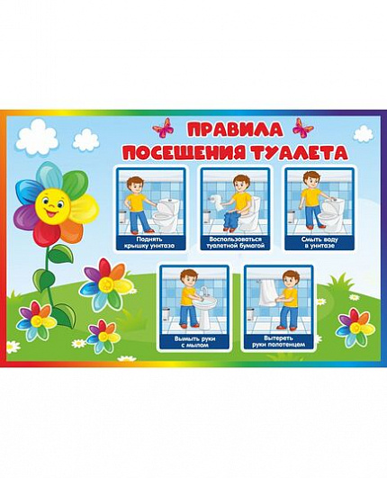 Обучающий стенд для детского сада ПРАВИЛА ПОСЕЩЕНИЯ ТУАЛЕТА