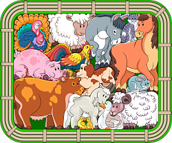 Зоопазл "Переполох на ферме" 14 деталей (дерево)