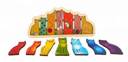 Развивающая доска "Разноцветные котята" (Котики радуга)