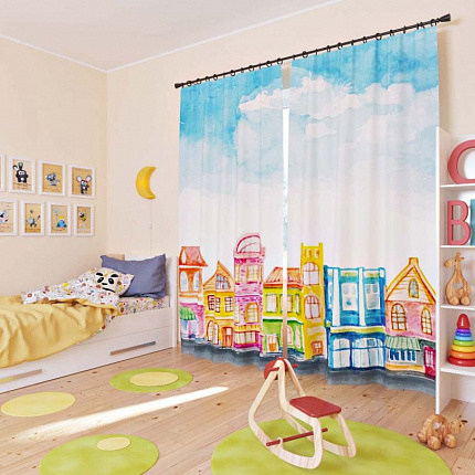 Комплект фотоштор. Нарисованный город